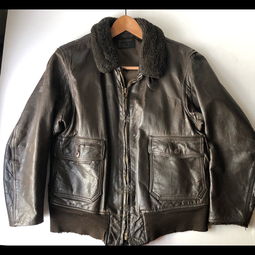 Vintage G-1 Leather Flight Jacket, 1971, Size 44, Authentic Military Issued.